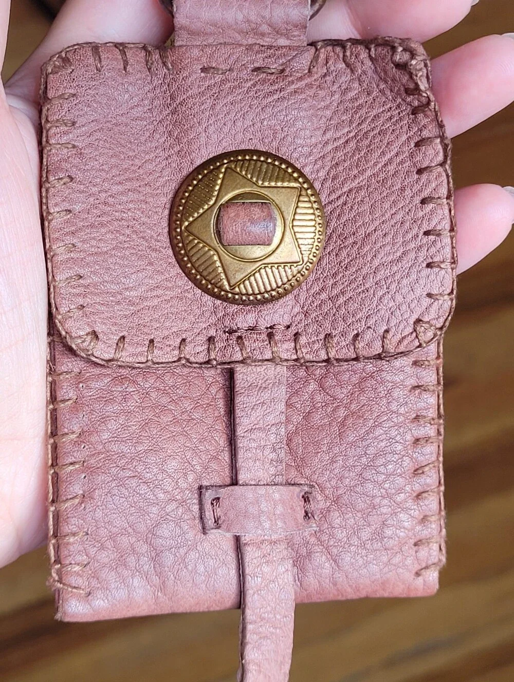 Free People Brown Concho Keychain Leather Mini Wallet Key And Card Holder